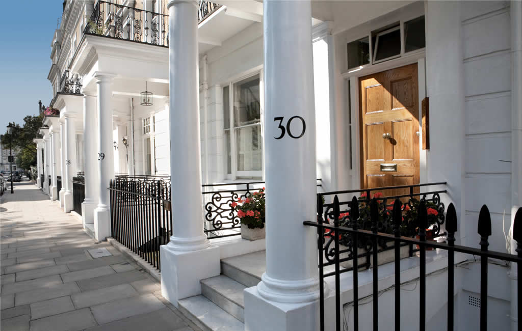 white terraced houses