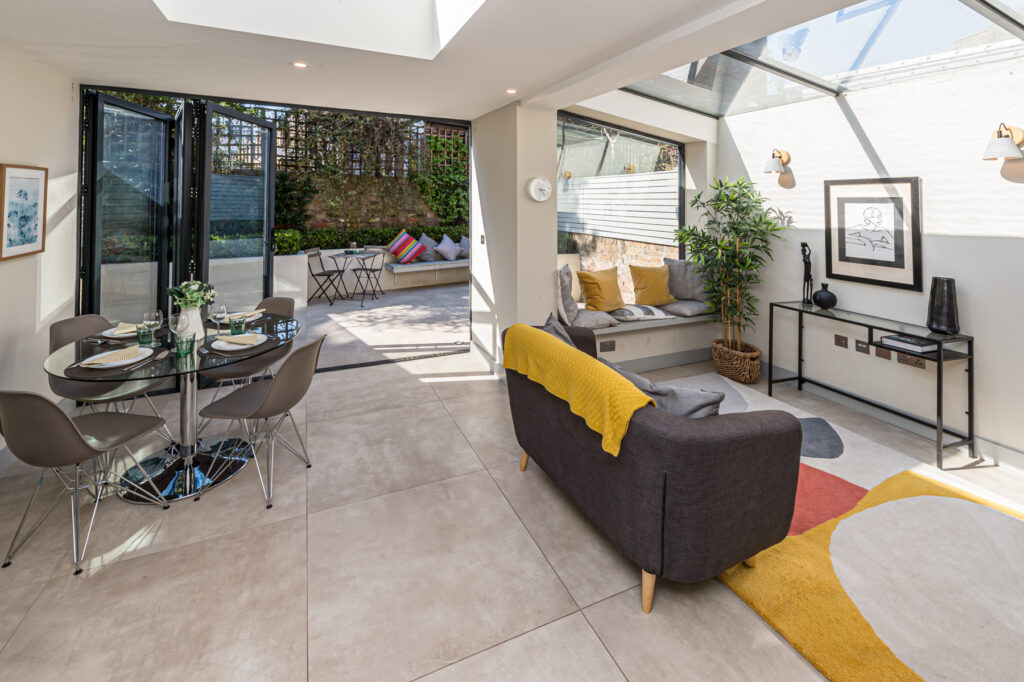 Open plan lounge and outside area